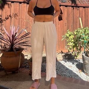 Princess Polly Cream Linen-blend Pants